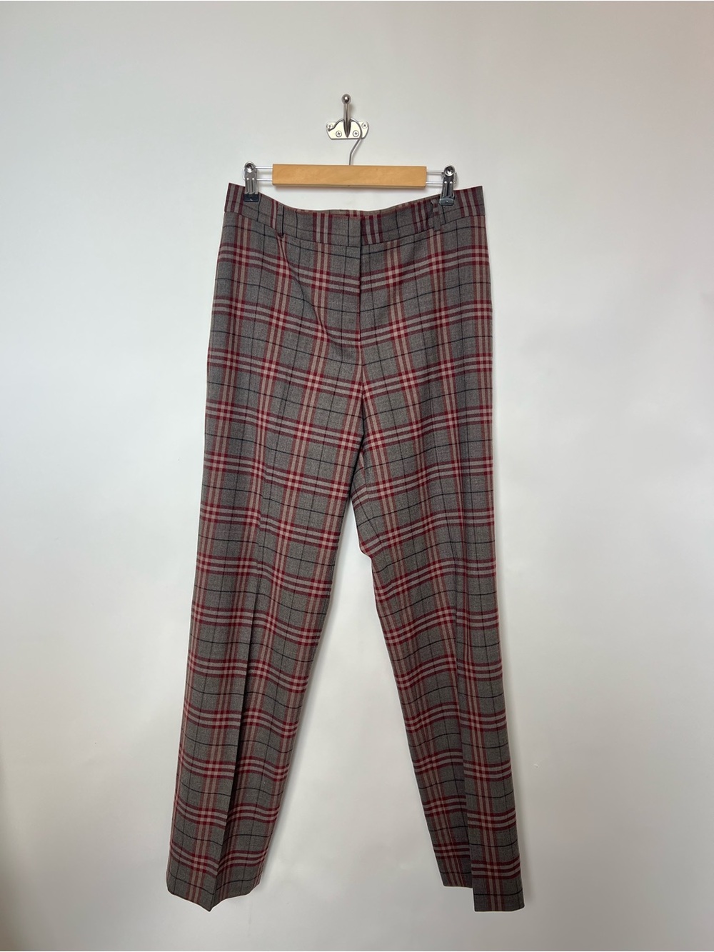 Vintage Pure Joy Plaid Wool Blend Trousers Straight Leg Pants Size 10